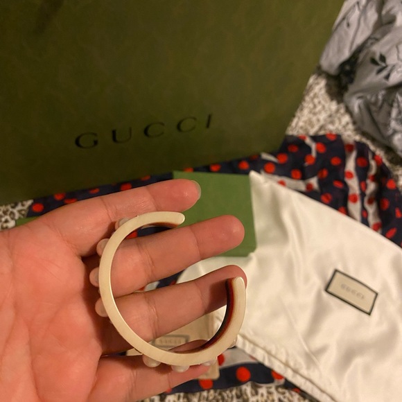 GUCCI Sylvie Web BRACELET Vintage PEARL Stud BEE Logo Italy S - Picture 7 of 11